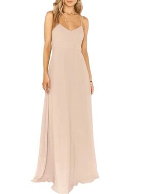 Show Me Your Mumu Faith Maxi Dress Size Small Soft Beige Chiffon Bridesmaid